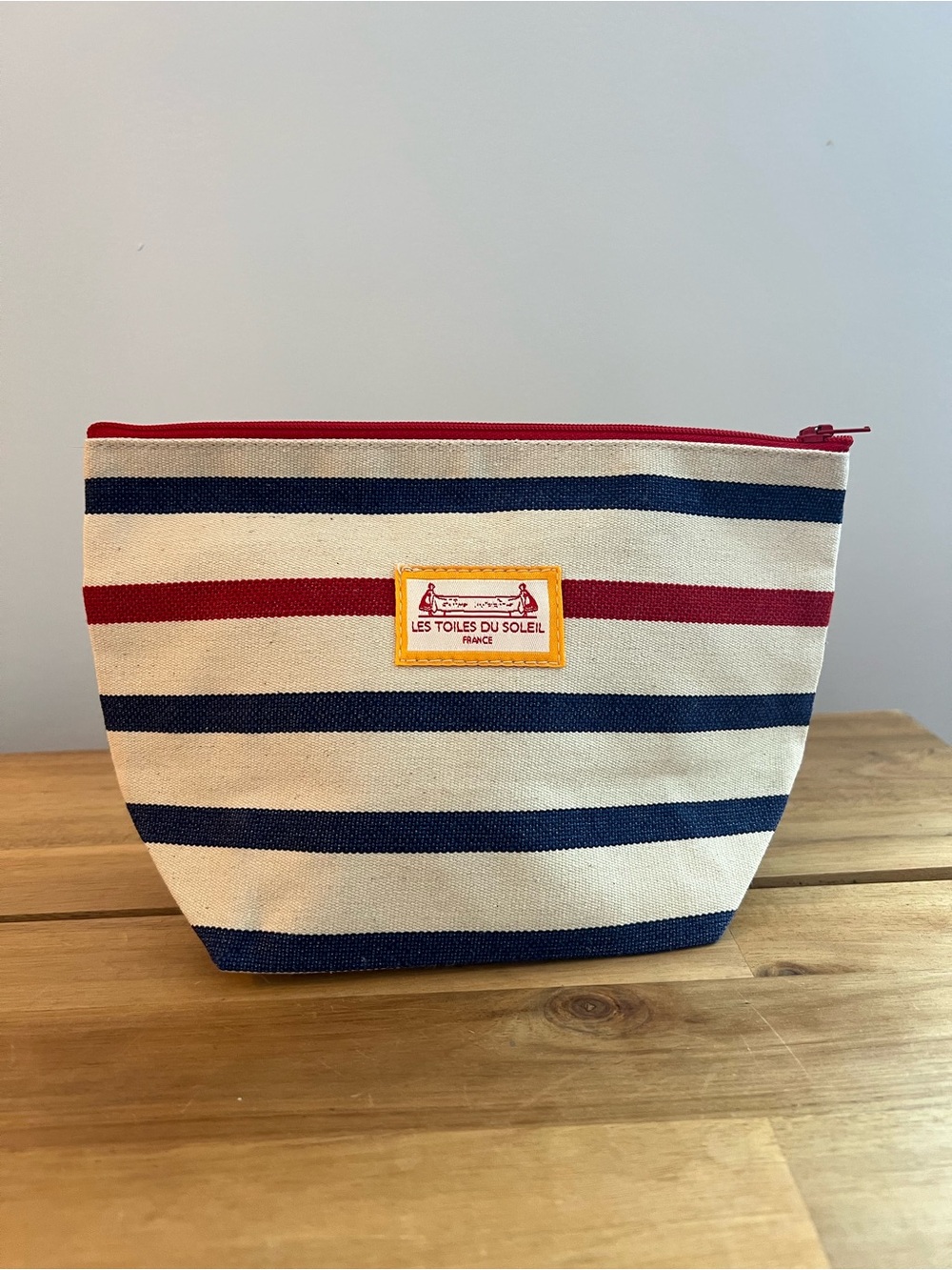 Les Toiles du Soleil Striped Canvas Pouch - Navy, Red, Cream